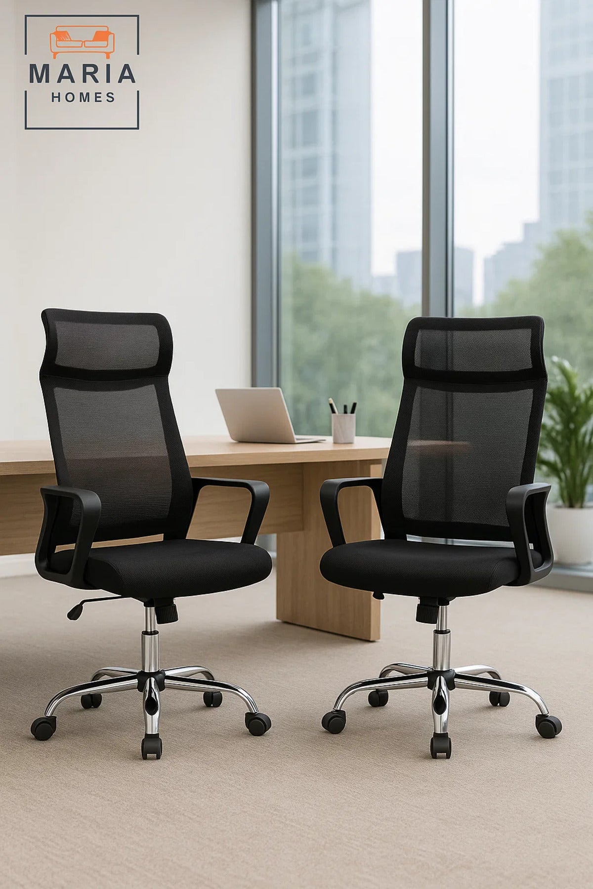Black Ergonomic Mesh Office Chair with Lumbar Support and Adjustable Height for Home or Office Use