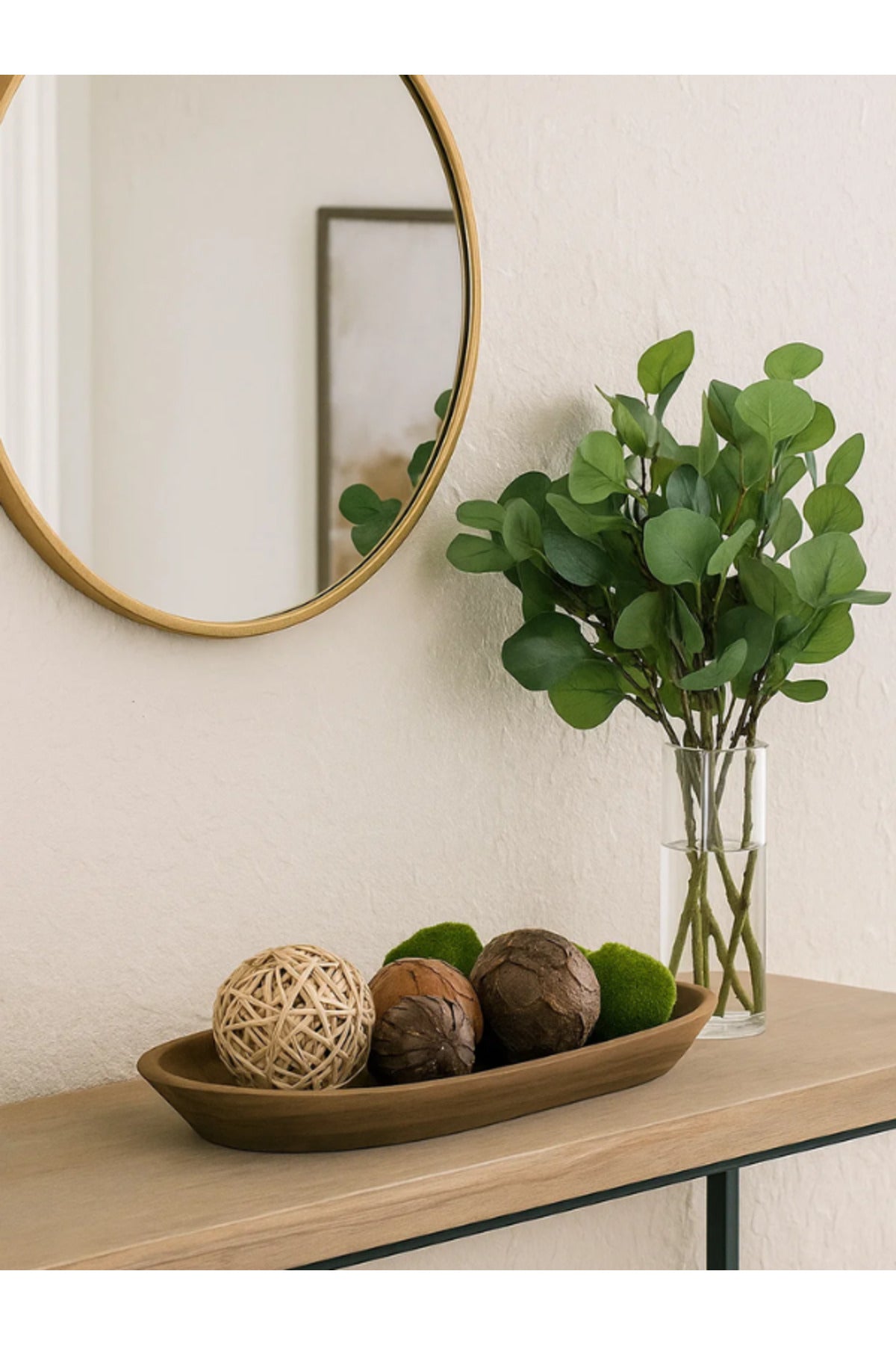 Walnut Wooden Elongated Decorative Tray Ð Modern Table Centerpiece
