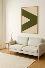 Modern Abstract Wall Art Ð 120_80 cm Beige and Green Geometric Framed Canvas