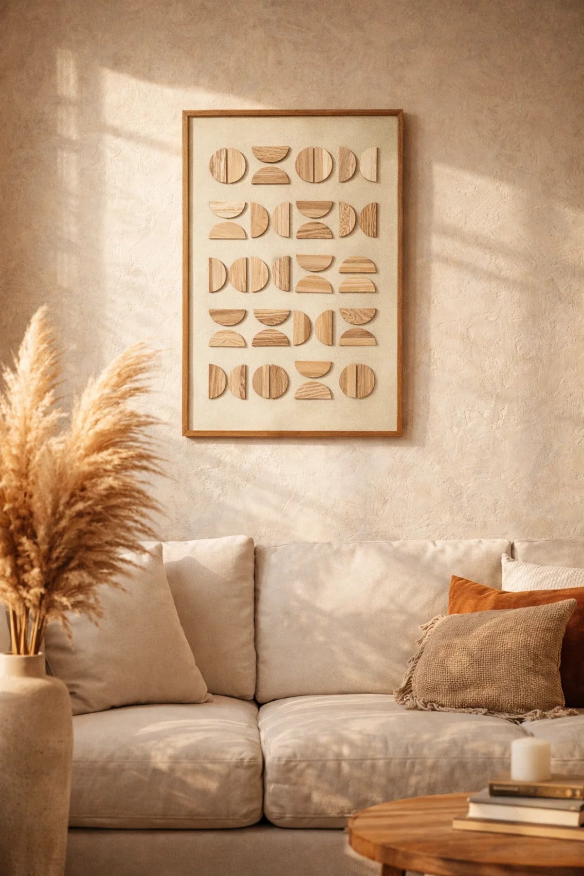 Large 3D Wooden Geometric Wall Art 120x80cm Abstract Boho Panel for Living Room Decor