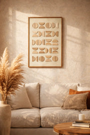 Large 3D Wooden Geometric Wall Art 120x80cm Abstract Boho Panel for Living Room Decor