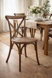 Brown Cross Back Wooden Dining Chair 42x43x87cm CafŽ Restaurant brown cross back
