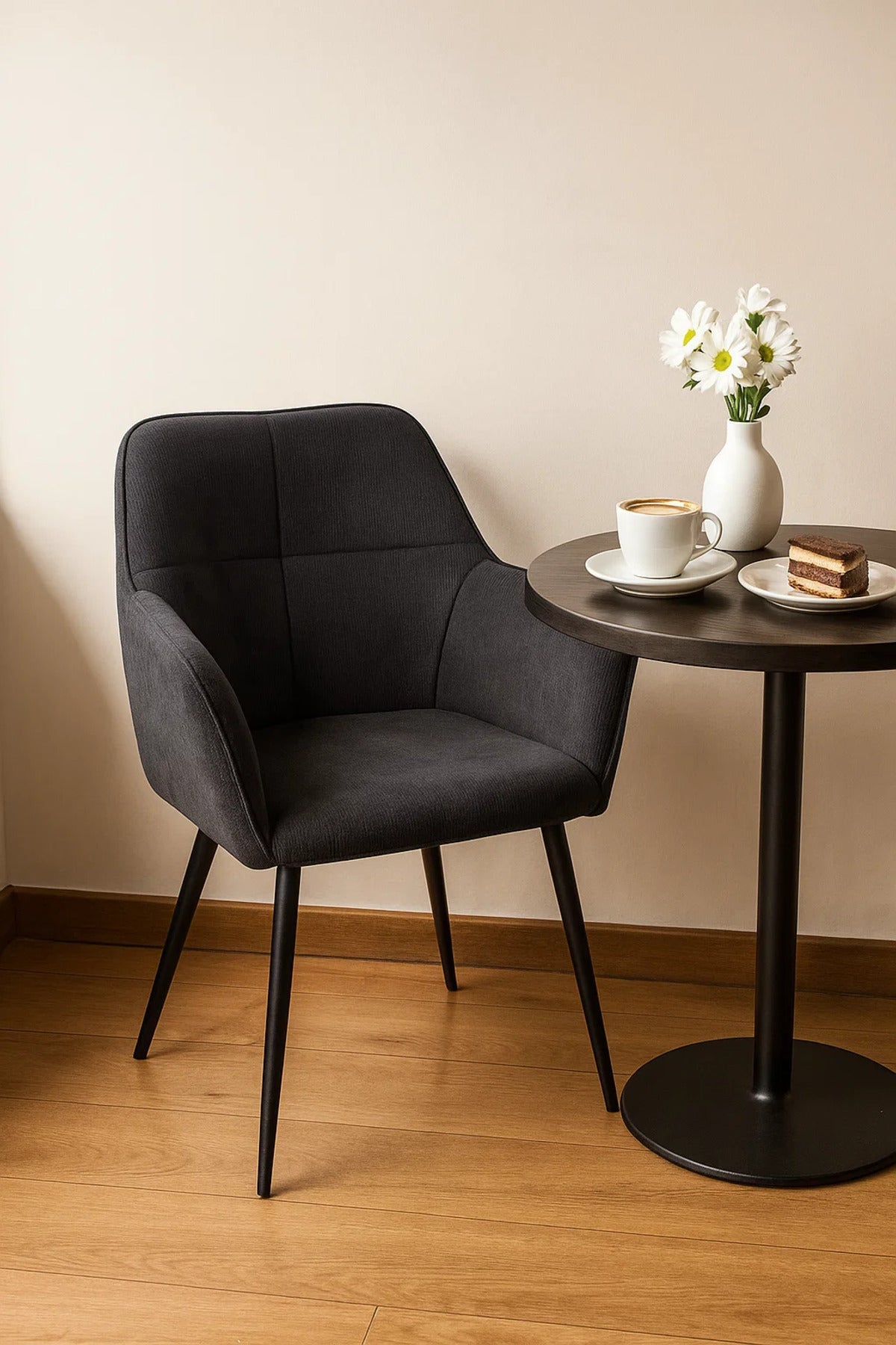 Black Fabric Armchair, Modern Accent Chair for Living Room, Office Cabin, Bedroom & Waiting Room