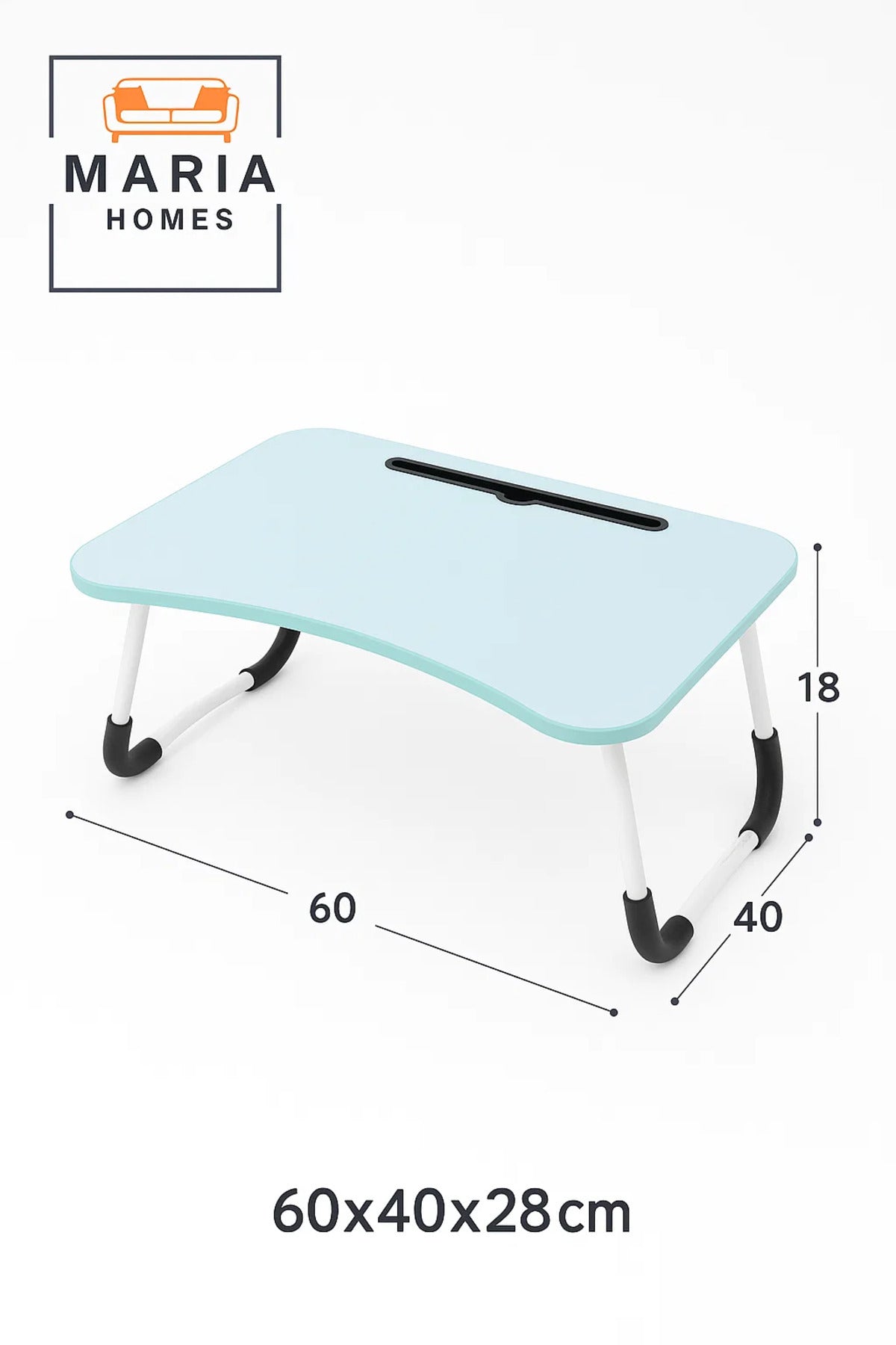 Portable Blue Foldable Laptop Table for Bed and Sofa with Tablet Slot