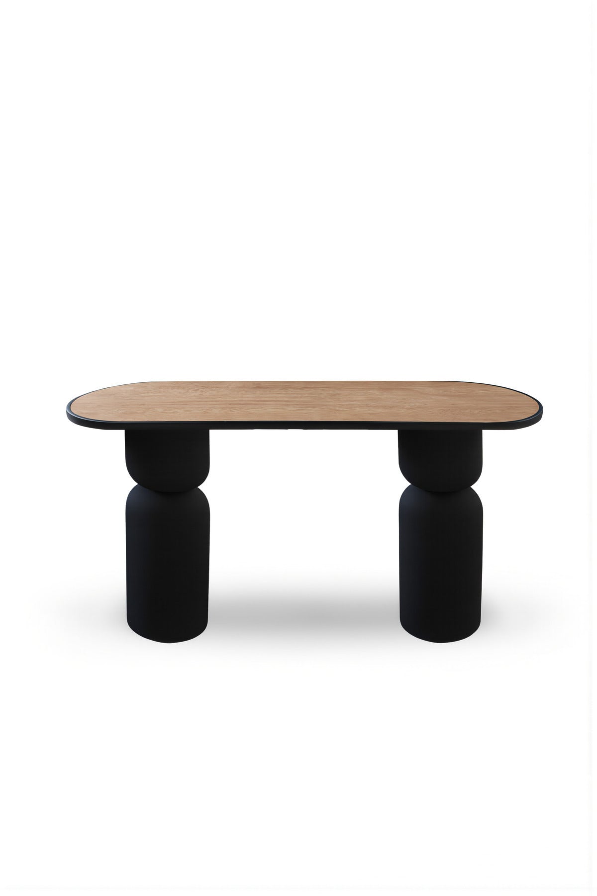Contemporary Wood Top Console Table with Sculptural Black Legs for Modern Living Rooms 120cm