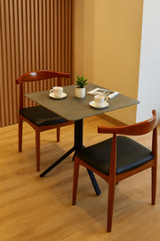 Square CafŽ Table Ð 70_70 cm Gray Top with Black Metal Legs for Indoor & Outdoor Use