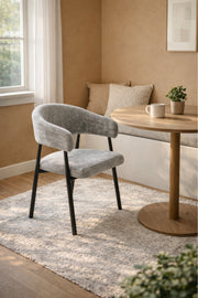Light Grey Fabric Arm Dining Chair 84x47x46cm Modern light grey fabric Kitchen