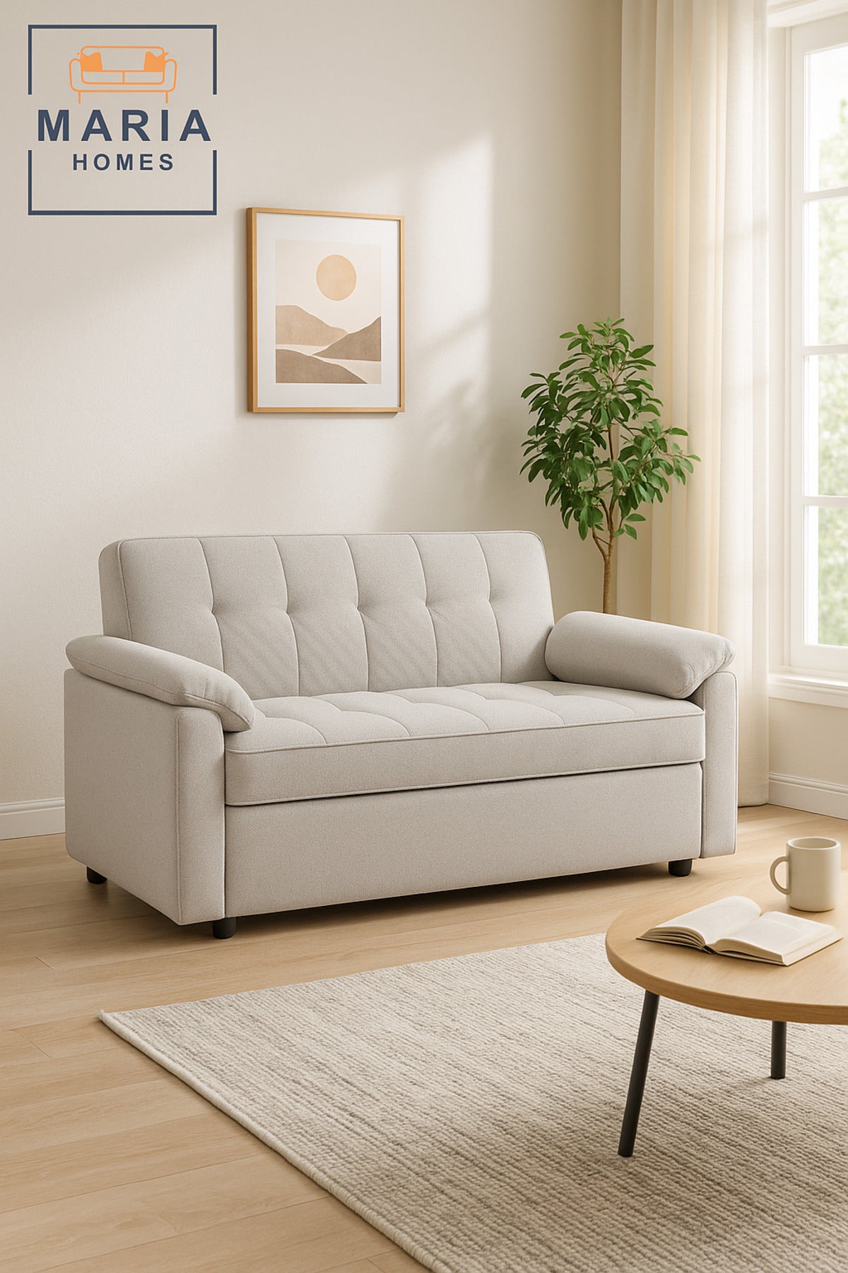 Light Gray Sofa Bed Ð Modern Convertible Pull-Out Couch for Living Room & Guest Space
