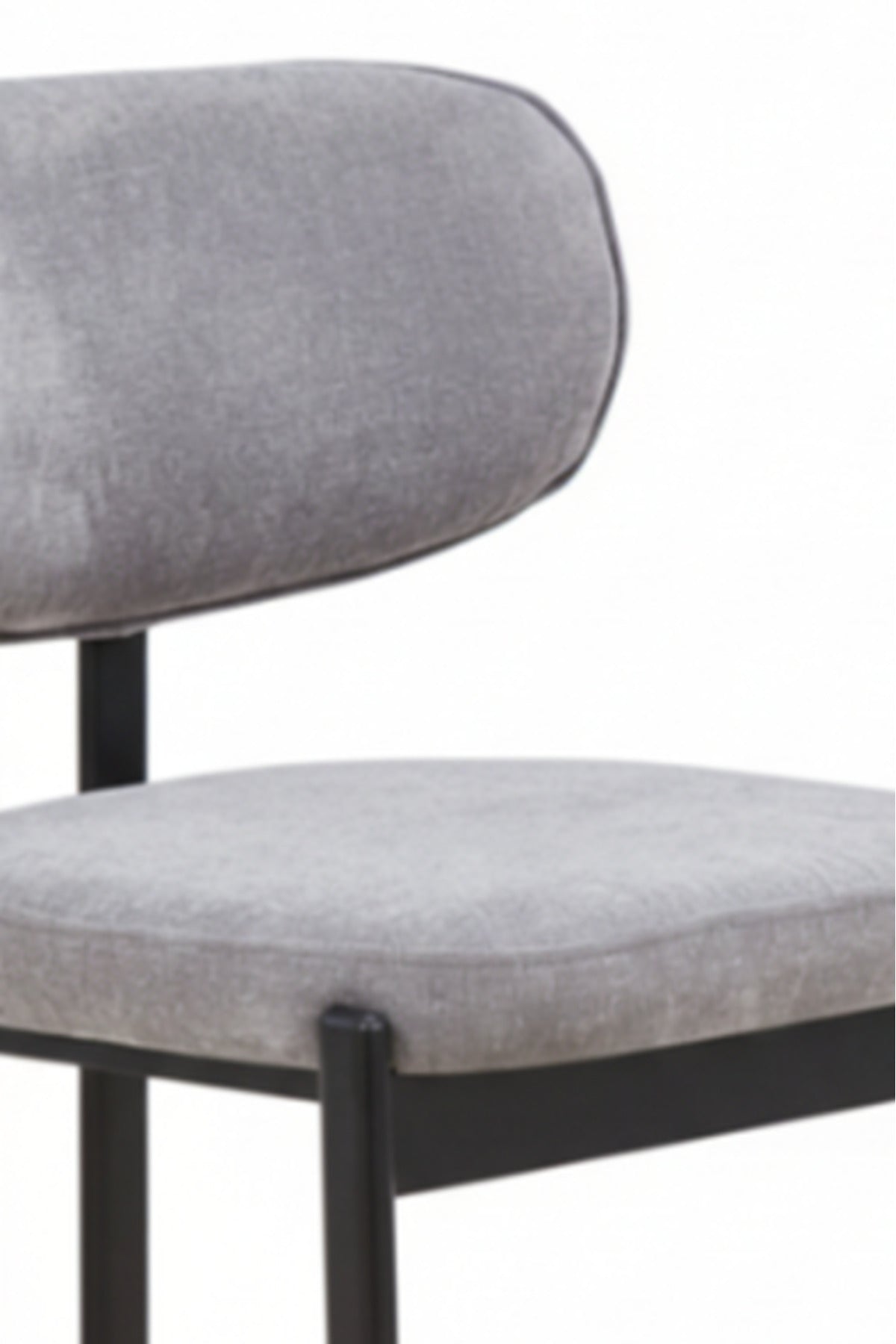 Light Grey Upholstered Chair with Black Metal Legs, 80x49x48 CM light grey upholstered