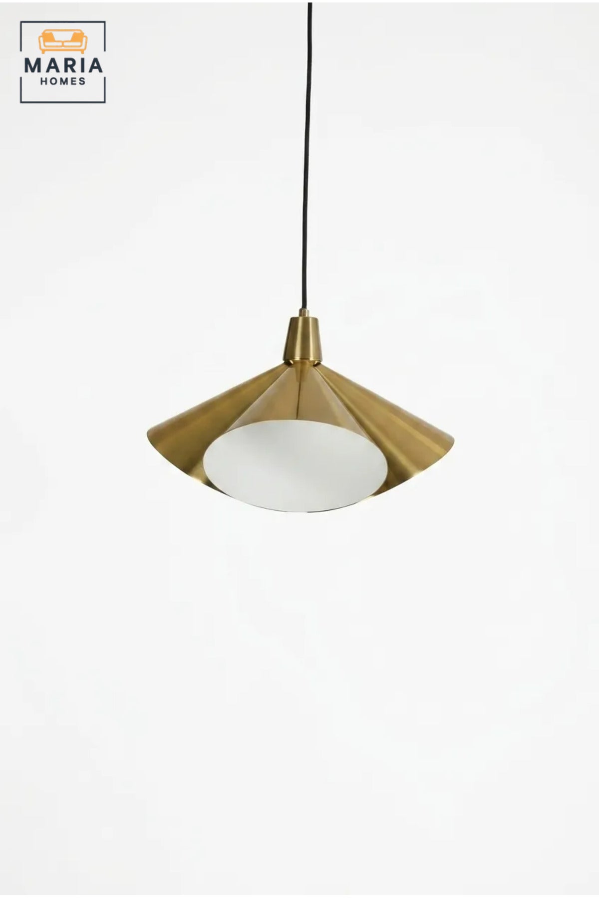Modern Brass Pendant Light with Sculptural Metal Shade and Diffuser, Hanging Ceiling Lamp for Dining Room, Kitchen Island, Living Room, Café and Restaurant