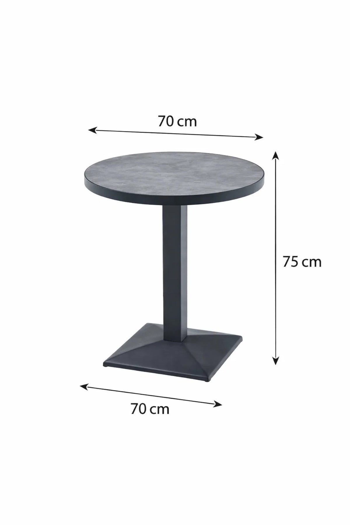 Stylish Grey Round Dining Table 70cm Melamine Top for Modern Kitchens Cafes and Bistro Spaces