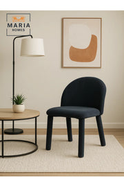 Dark Blue Upholstered Dining Chair Ð Modern Fabric Seat with Full Padded Legs