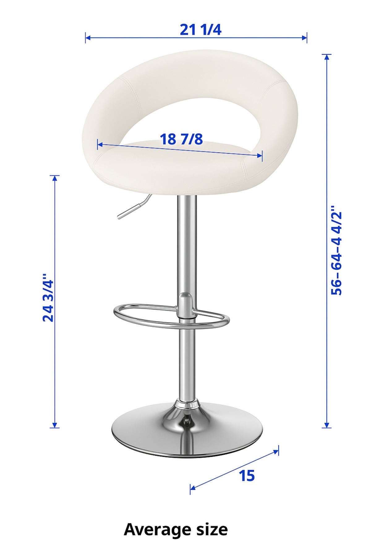 Modern Adjustable White Bar Stool With Chrome Base And Footrest Ð Sleek Seating For Home Or Bar Use