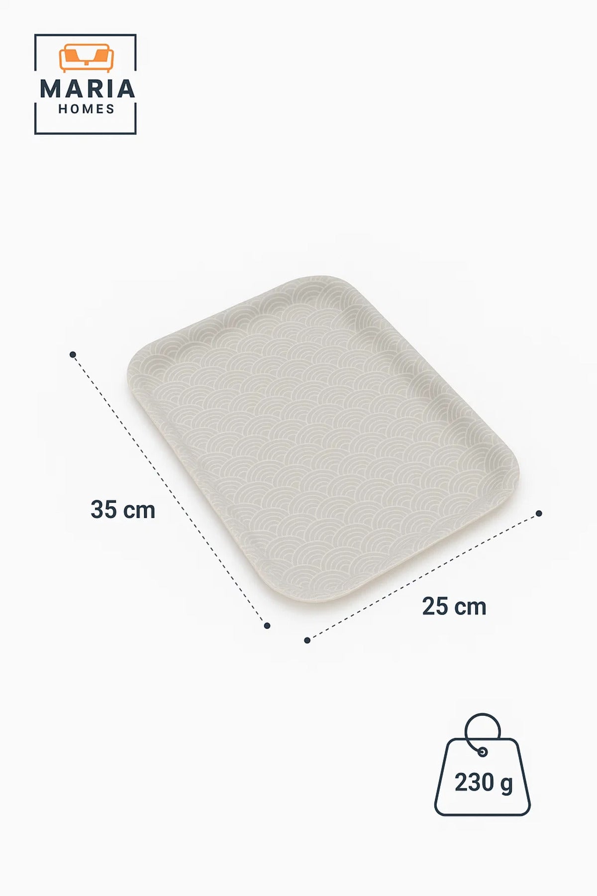 Rectangular Plastic Serving Tray with Wave Pattern Ð White, Medium Size