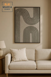 Modern 3D Wall Art Ð Grey Geometric Decorative Panel with Textured Arches 120_80 cm