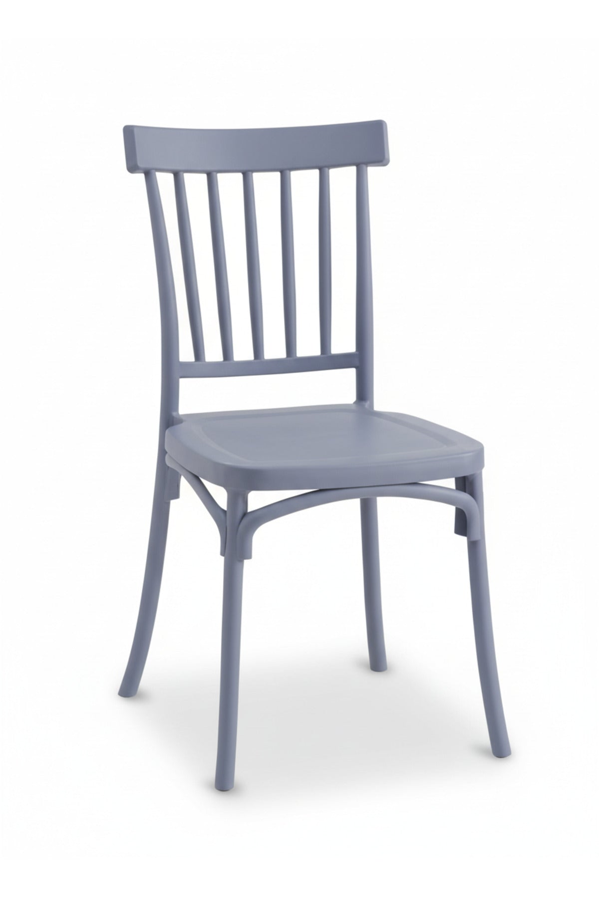 Grey Plastic Cafe Chair Modern Stackable Dining Chair with Vertical Slat Back for Indoor and Outdoor