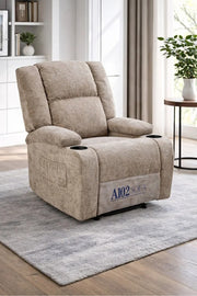 Comfortable recliner chair with arms, beige color, adjustable with footrest
