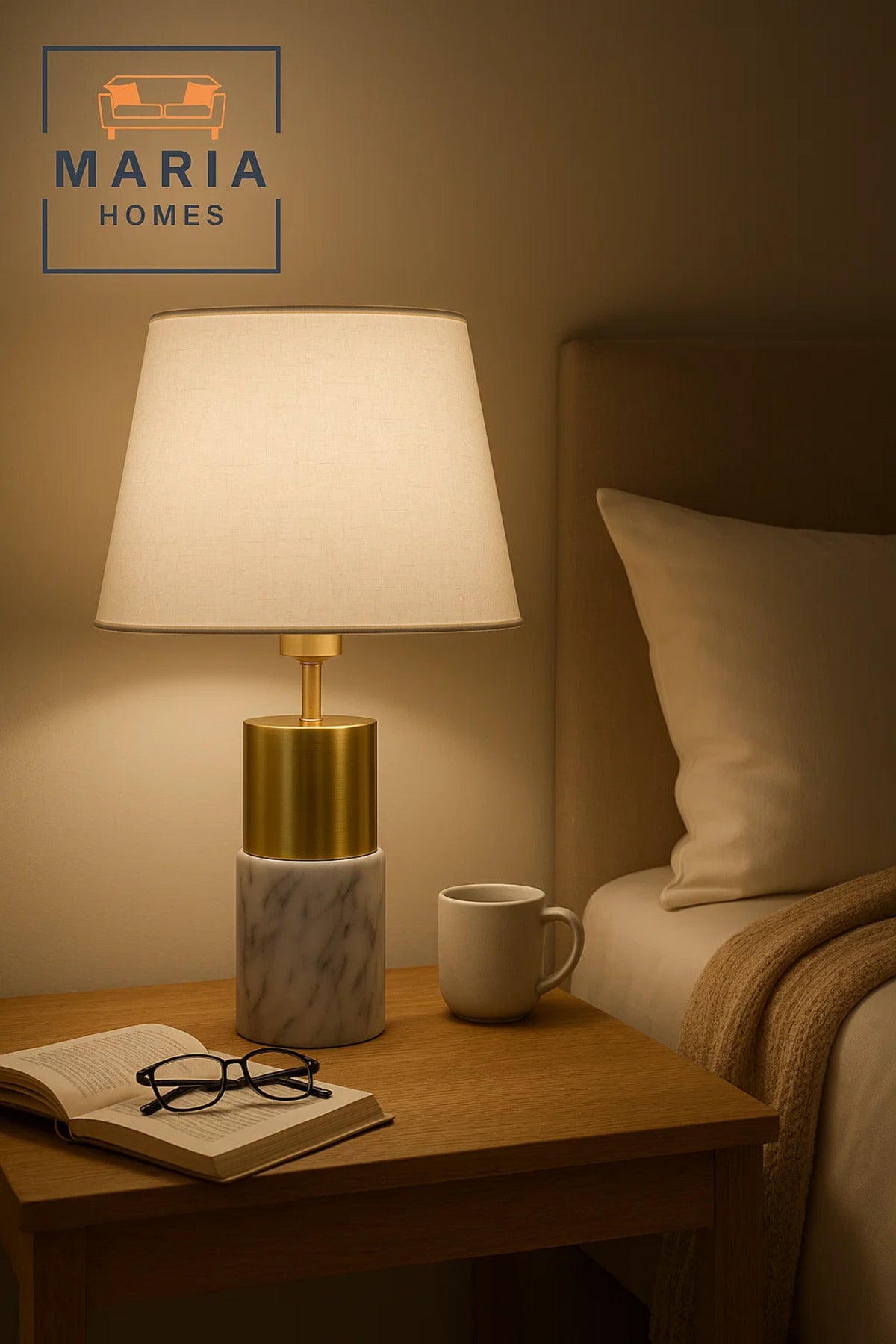 Modern Marble and Gold Table Lamp