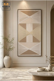 Modern Geometric Textile Wall Art Ð Neutral Beige Abstract Framed Artwork for Living Room, Bedroom & Hallway DŽcor