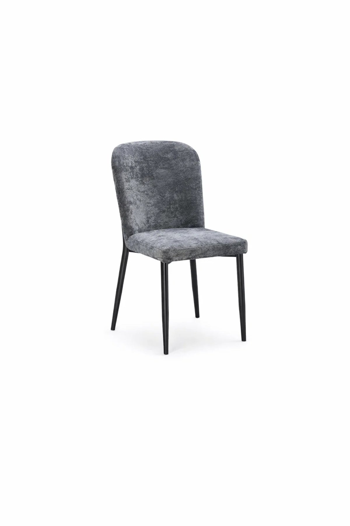 Dark Grey Upholstered Dining Chair with Cushioned Seat Modern Fabric Dining Chair