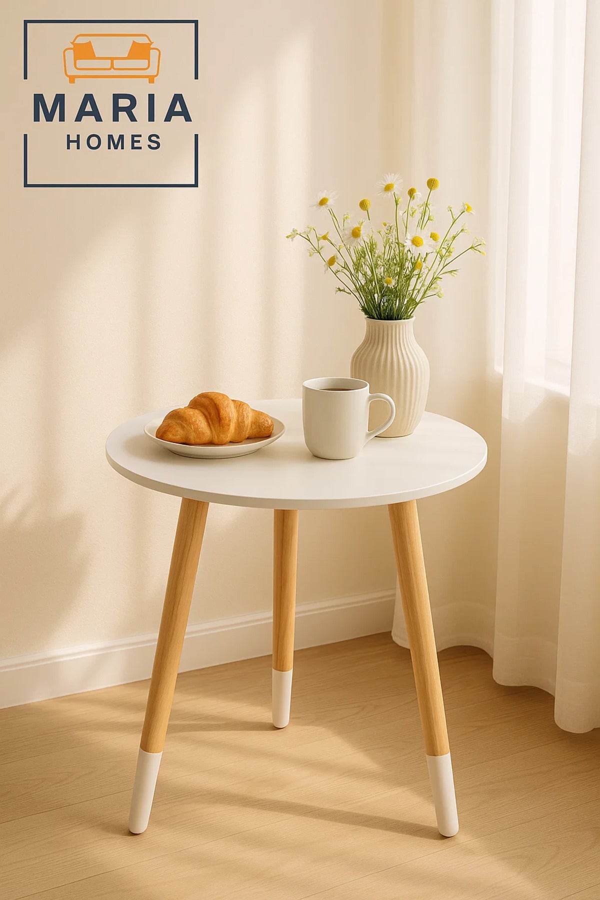 Glossy White Round Table with Pedestal Base Ð Sleek Minimalist Side Table