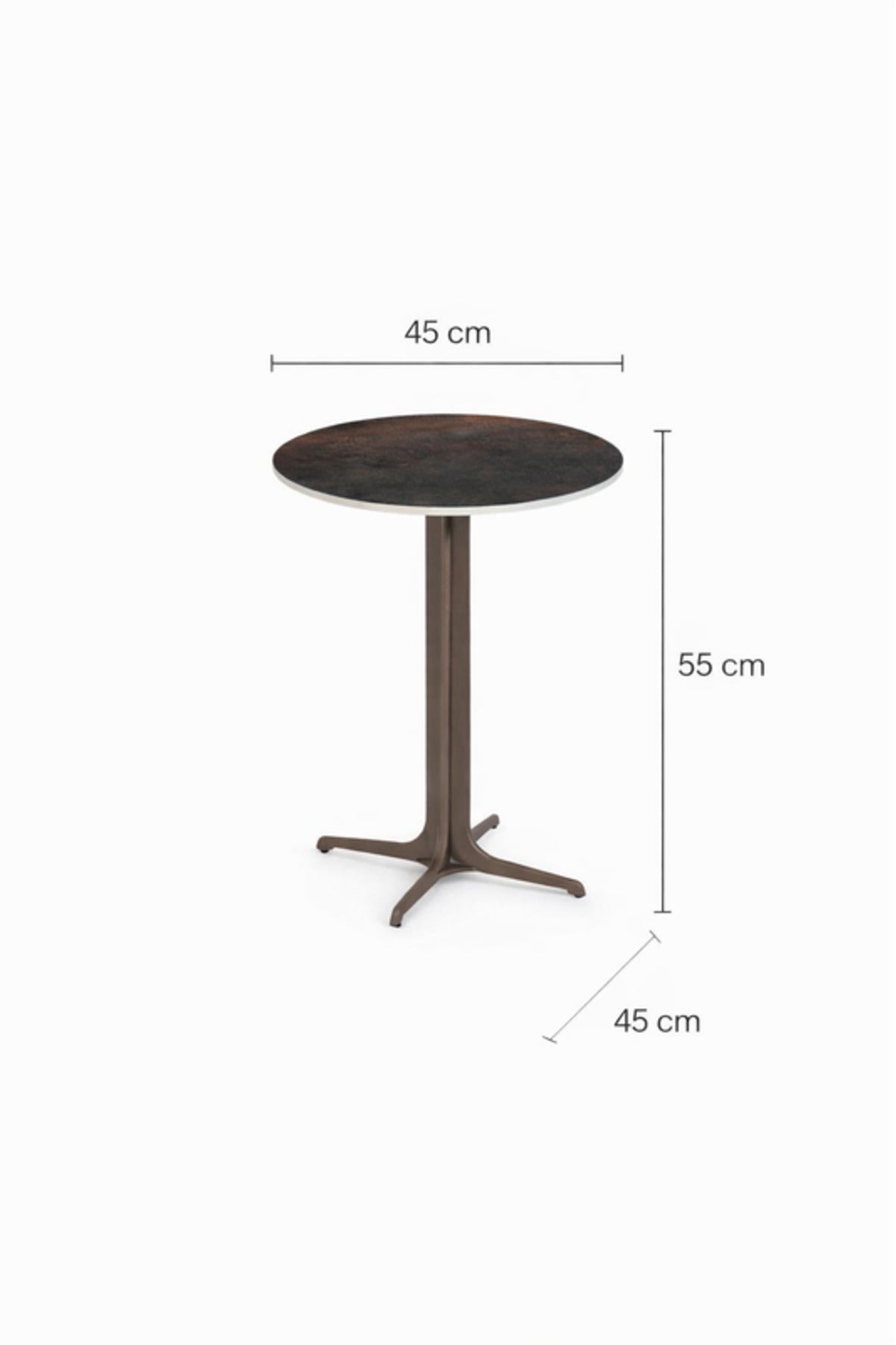 Round Brown Ceramic Side Table with Metal Base 45_45_55 cm Modern Accent round brown