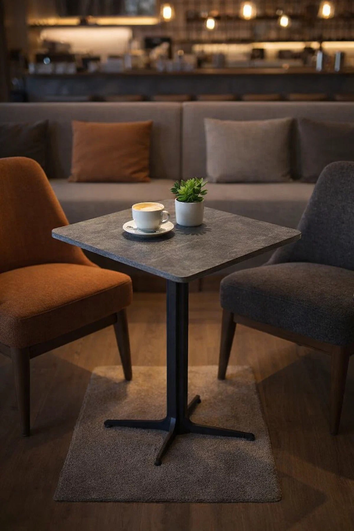 Modern Grey Coffee Table with Black Base, 70x70x75 CM modern grey coffee Dinner