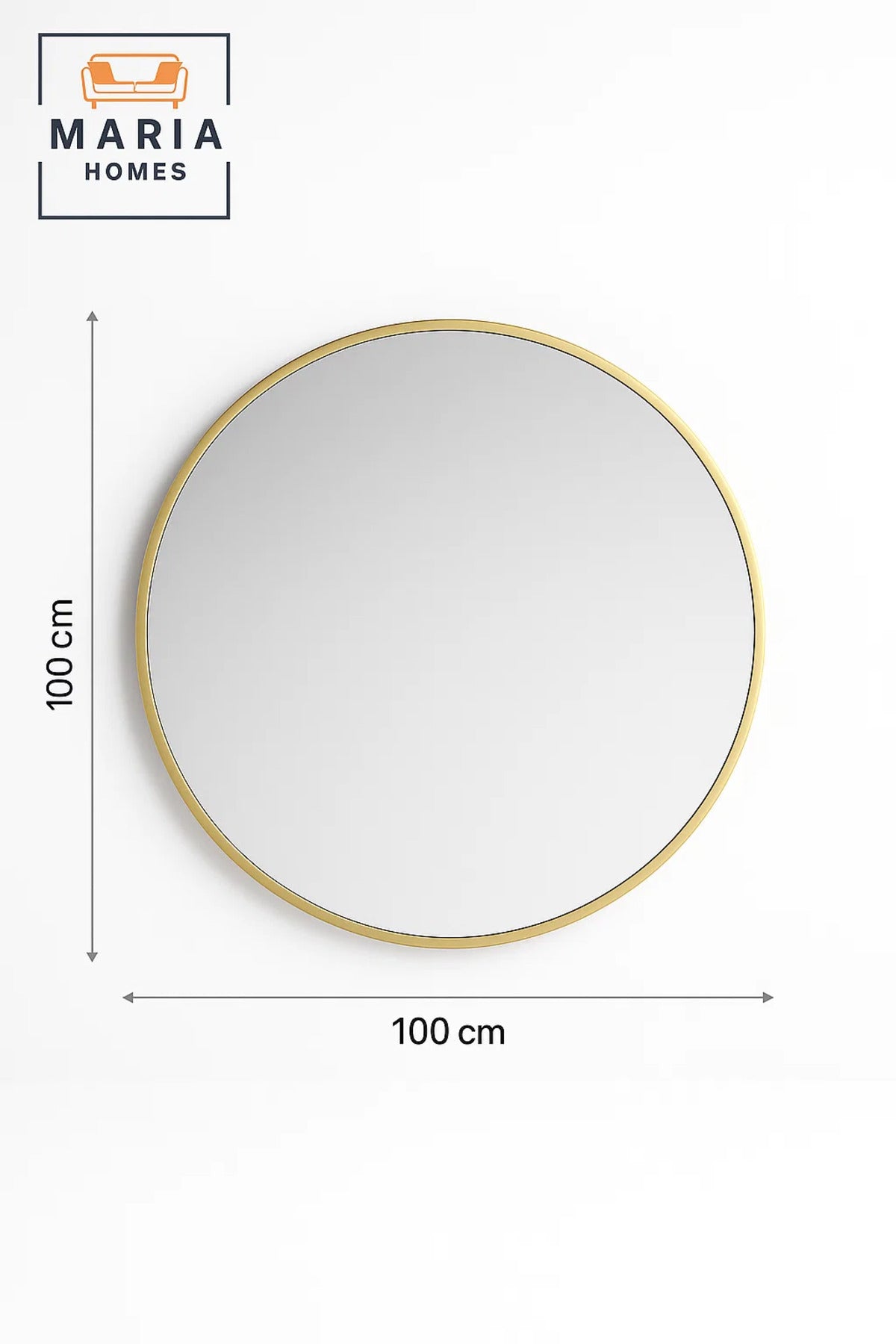 Round Gold Frame Wall Mirror for Bedroom, Bathroom, Vanity & Home D≈Ωcor 100x100 cm