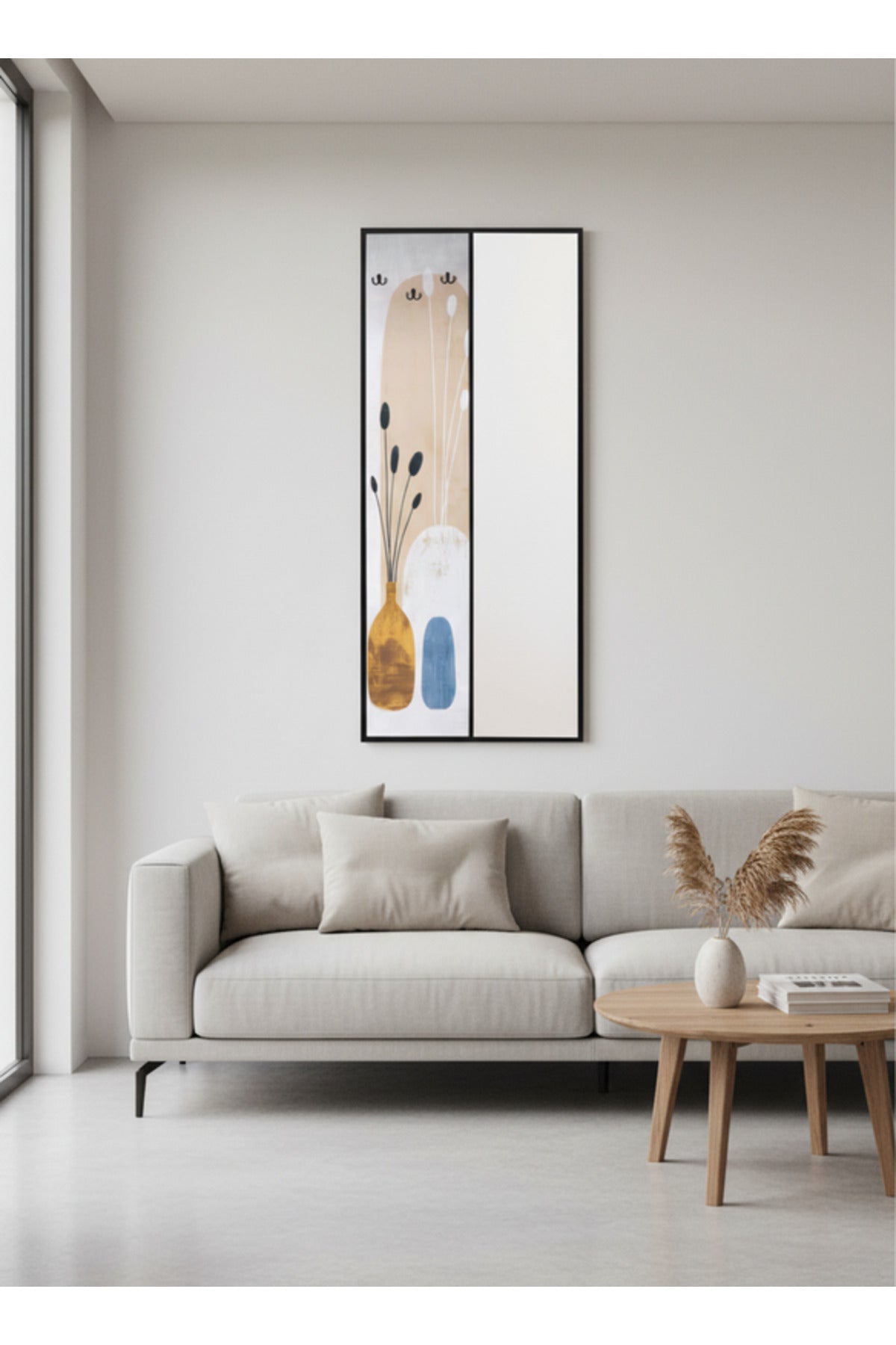 Decorative Wall Mirror with Hooks 180x80cm Modern Entryway Panel decorative wall mirror