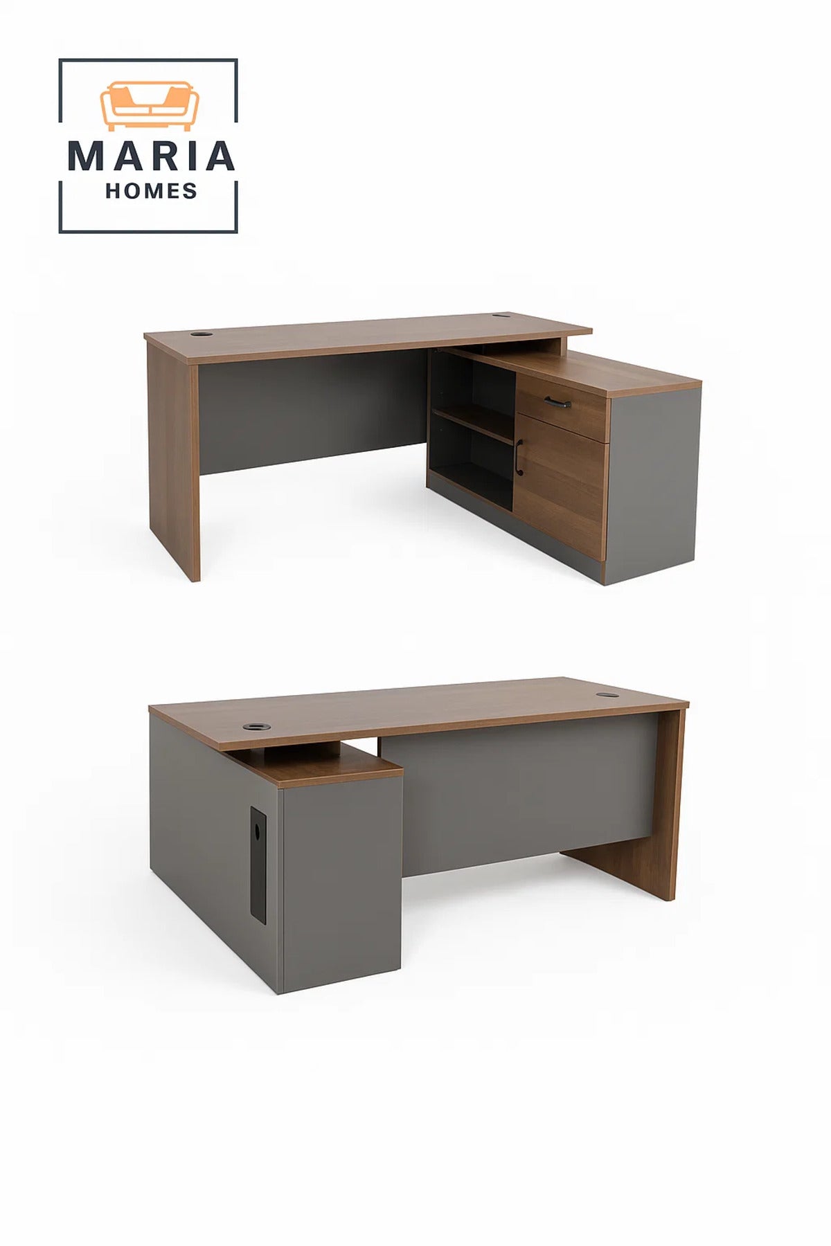 Office Desk with Wood Finish Top and Grey Storage Cabinet-size140*60 CM