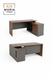 Office Desk with Wood Finish Top and Grey Storage Cabinet-size140*60 CM