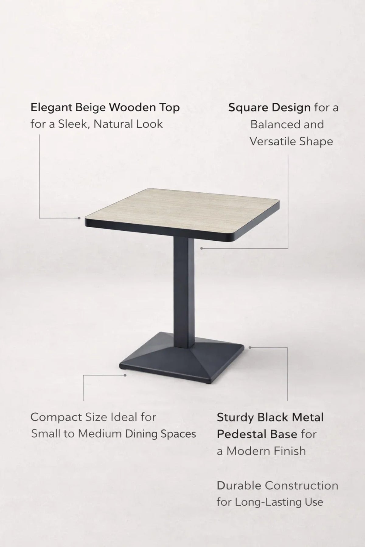 Beige Wooden Dining Table - (70*70*75 cm)