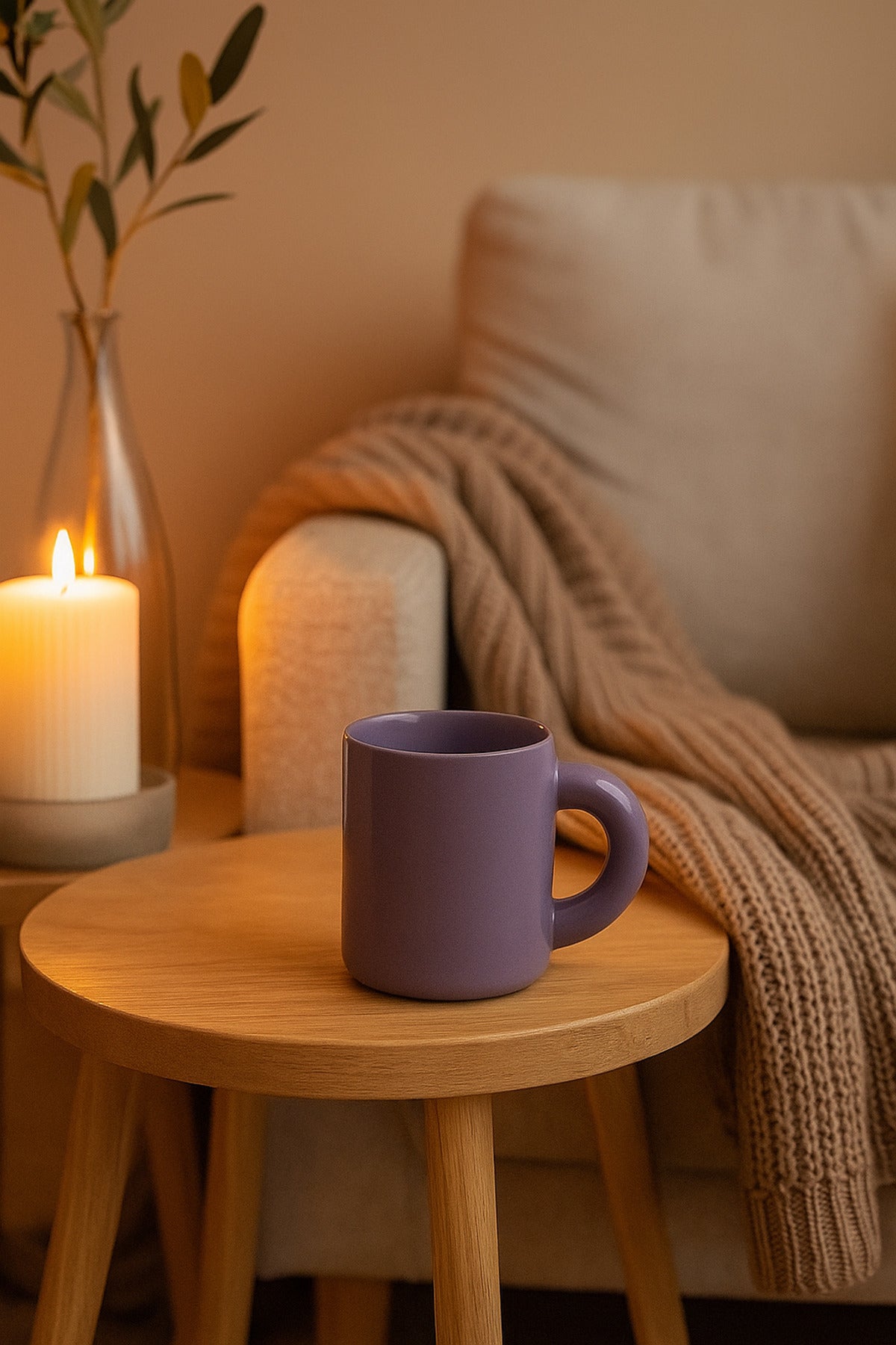 Purple Ceramic Mug Ð Modern Minimalist Coffee and Tea Cup