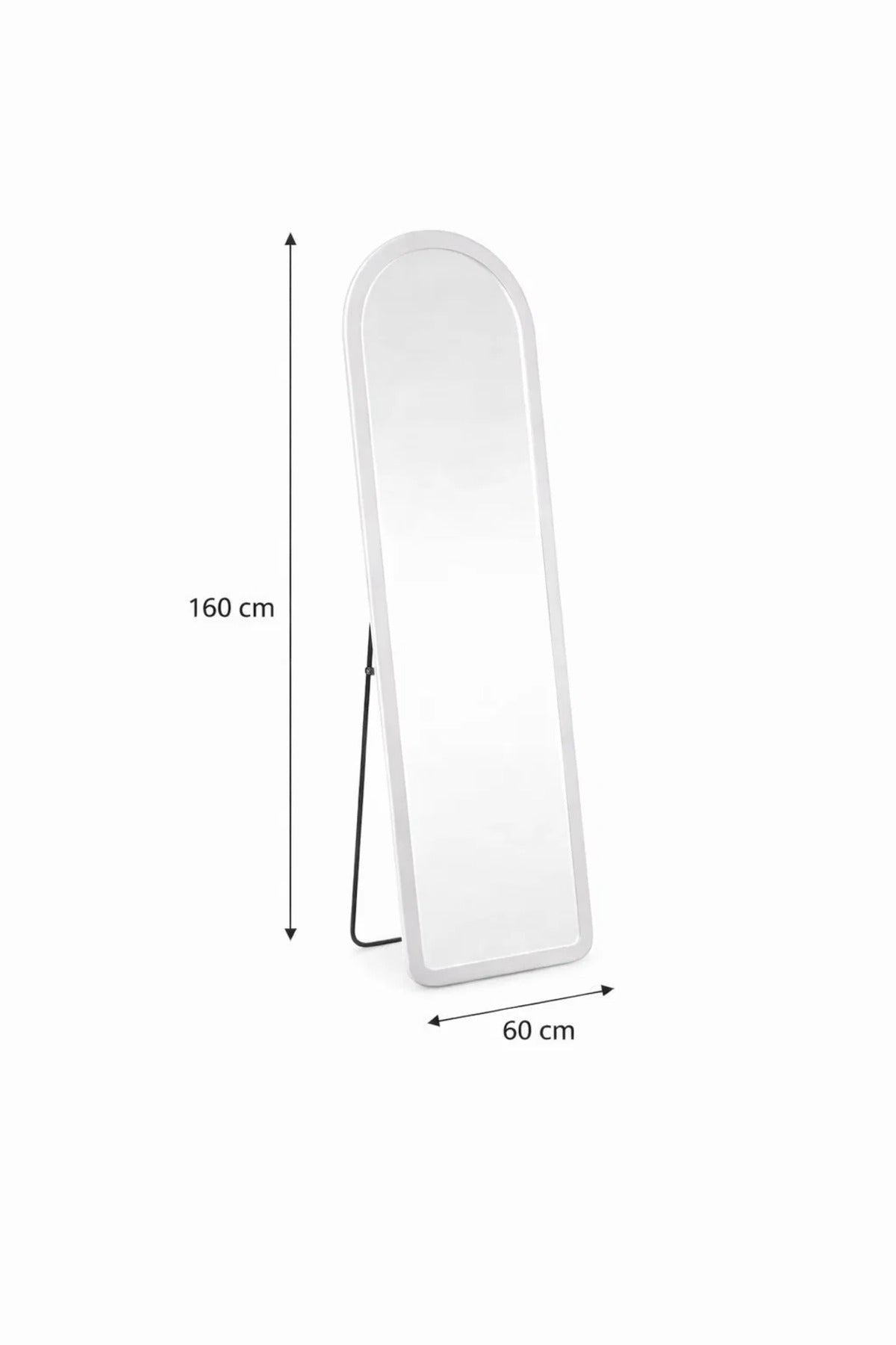 Modern White Arched Standing Mirror Full Length Floor Design 160x60cm for Bedroom Furniture