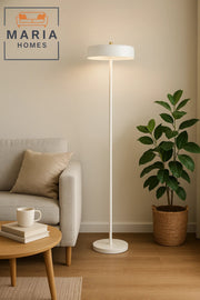 Minimalist White Floor Lamp with Flat Shade