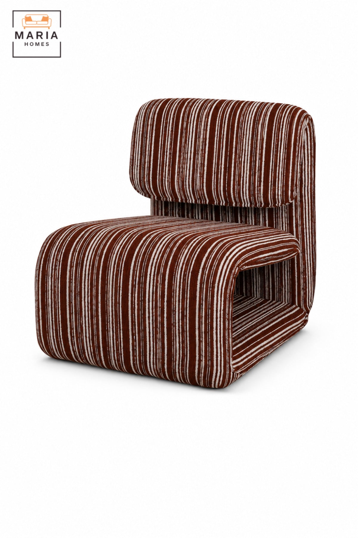 Modern Striped Upholstered Accent Chair with Curved Sled Base & Padded Backrest | Contemporary Lounge Chair for Living Room, Bedroom & Reception
