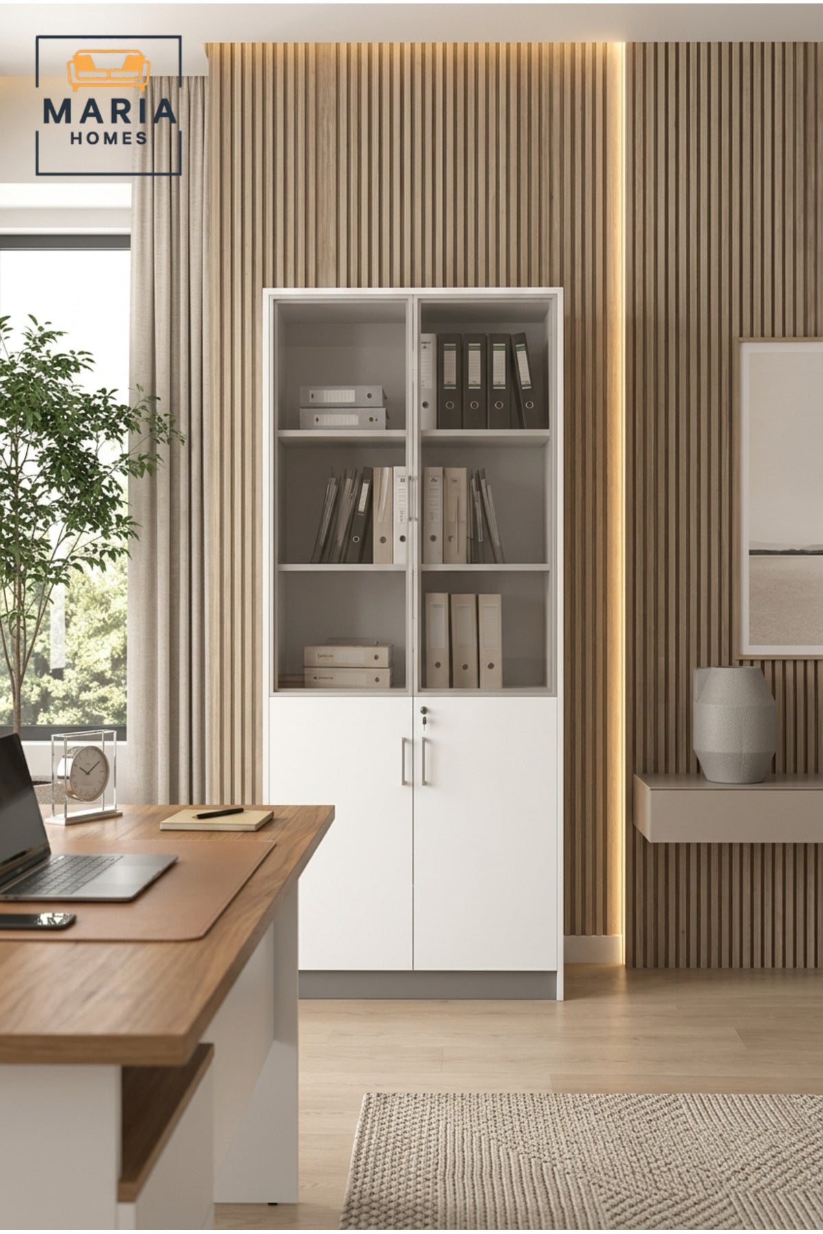 Tall Glass Door Office Cabinet √ê Lockable Storage & Filing Cabinet for Office Organization