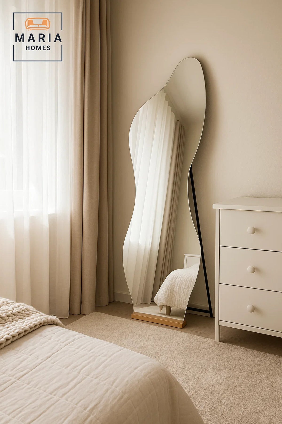 Irregular Full Length Mirror Modern Standing Floor Mirror for Decorative Dressing 165x50