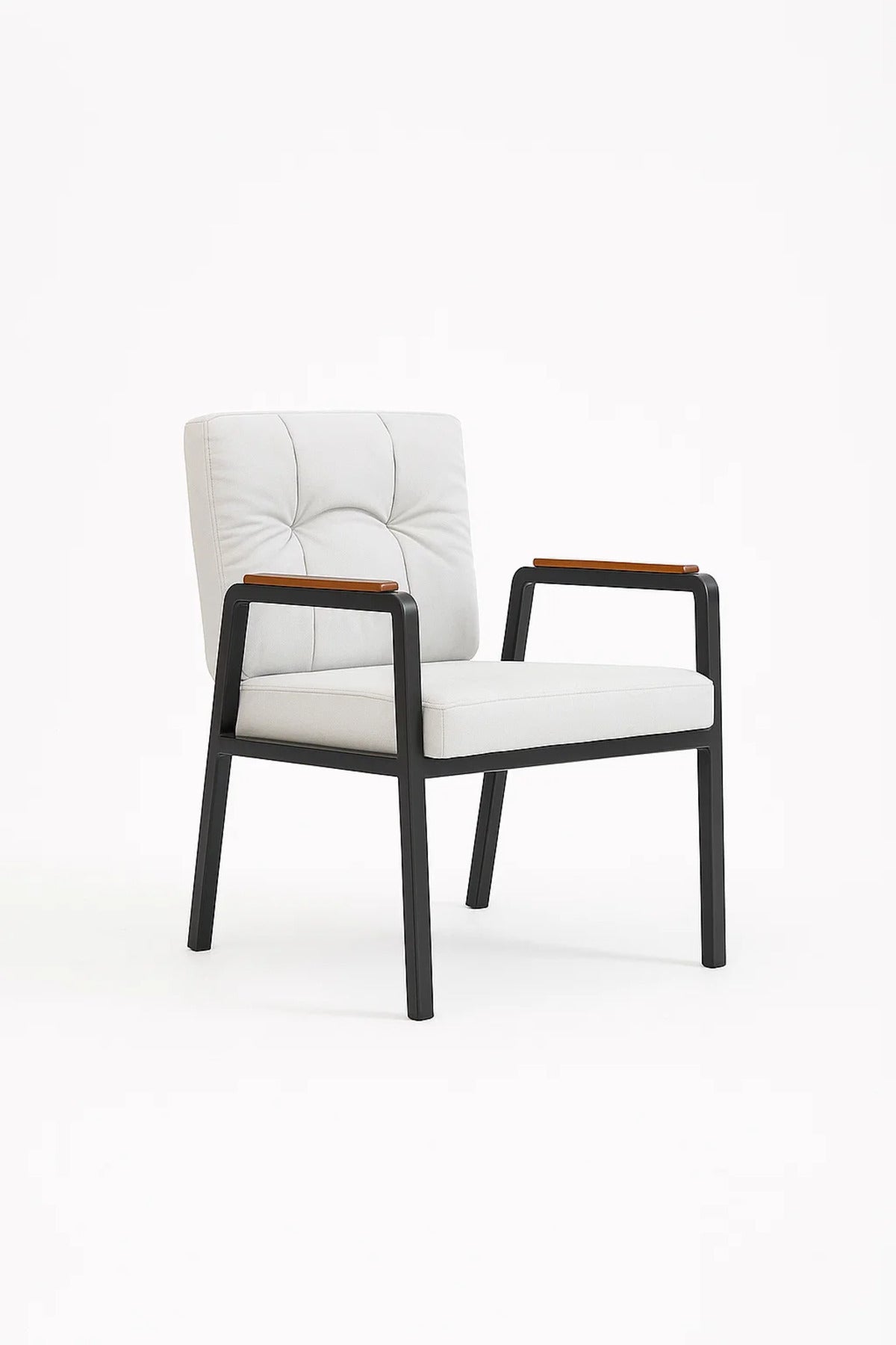 Modern Light Grey Padded Lounge Chair with Metal Frame, Comfortable Armchair for Home & Office Use