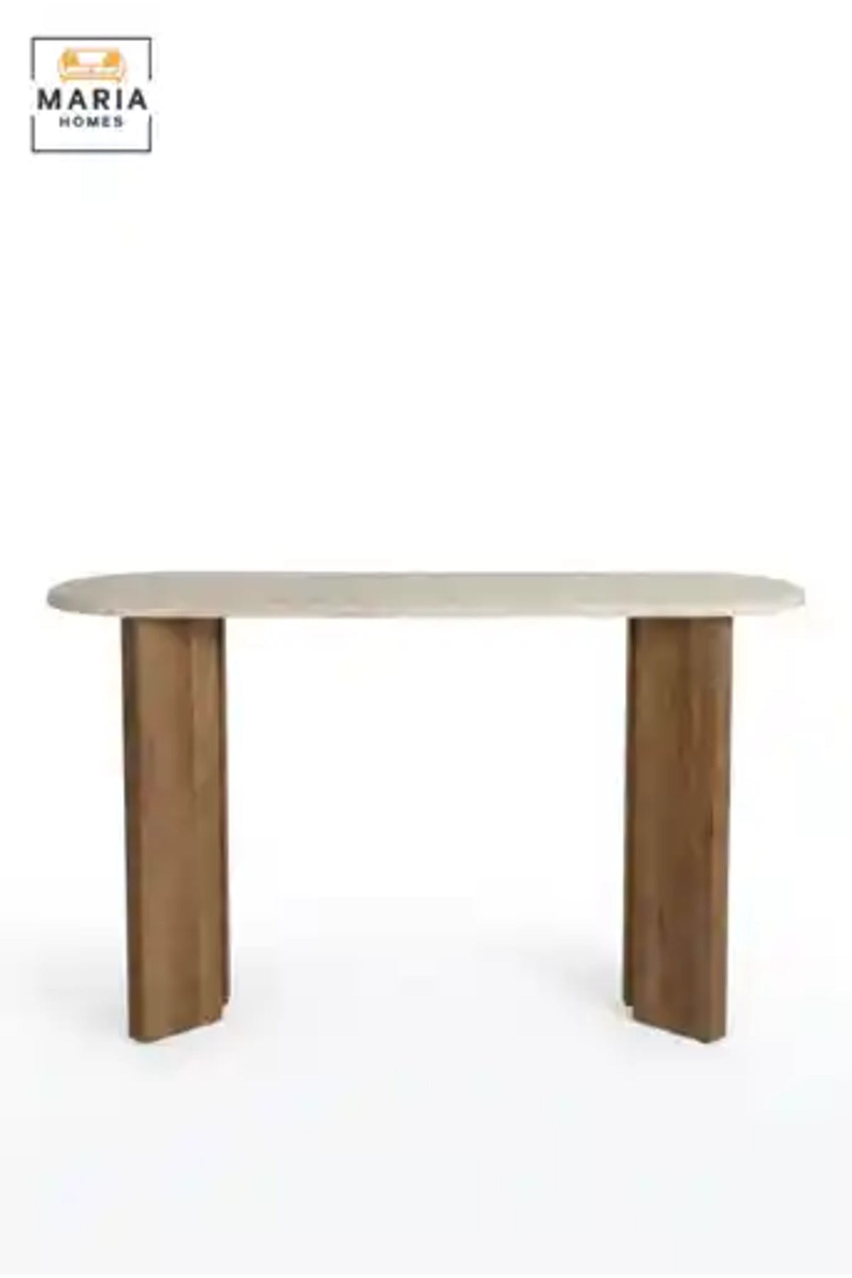Modern Marble Top Console Table with Wooden Base for Entryway, Hallway & Living Room