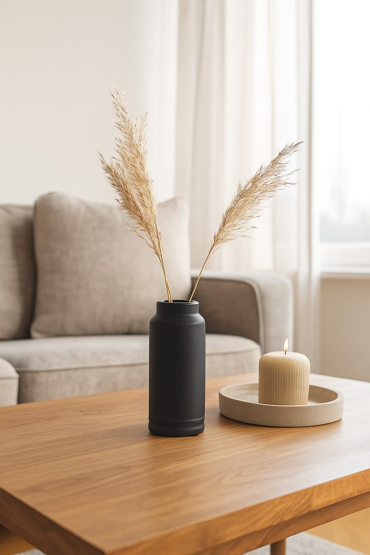 Black Ceramic Vase Ð Tall Minimalist Modern Decorative Piece