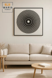 Modern 3D Wall Art Ð Black Geometric Mandala Decorative Panel 100_100 cm