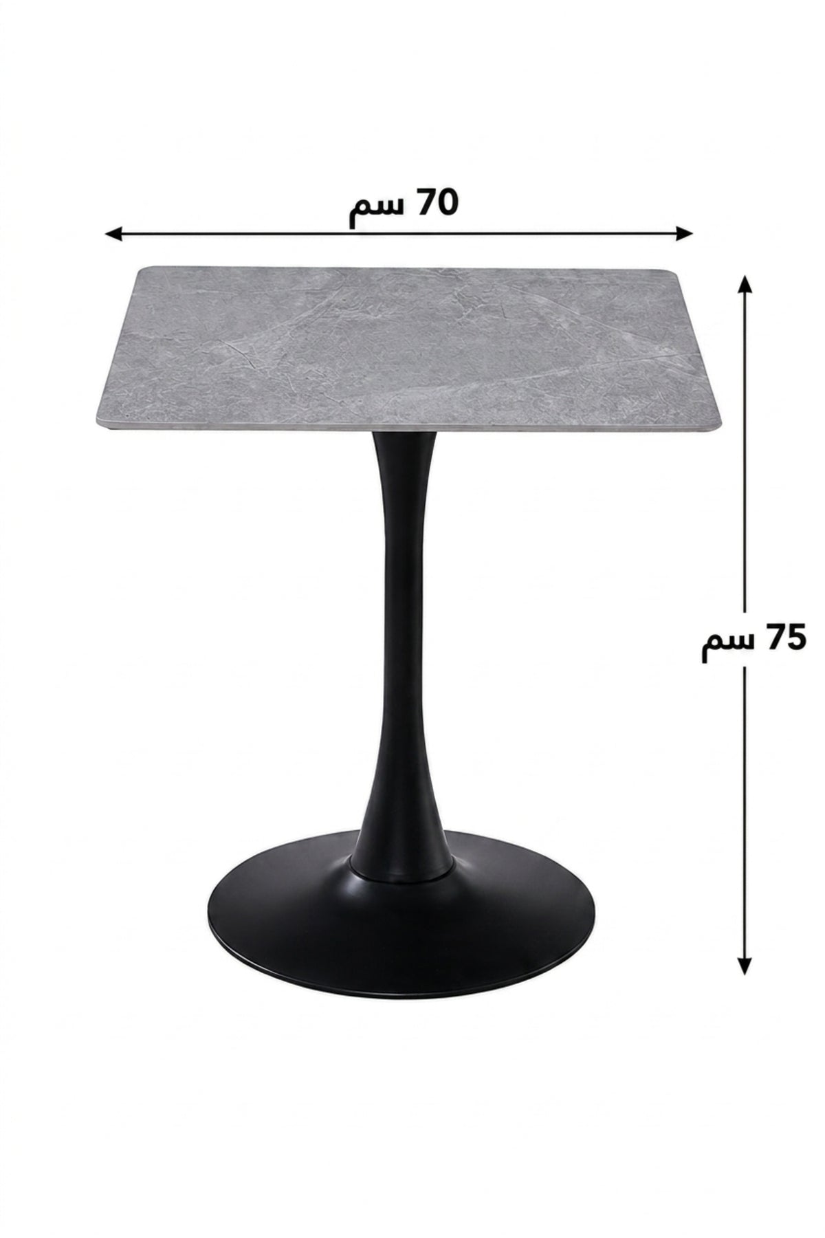 Modern Square Marble Dining Table with Black Pedestal Base for Cafe Restaurant Furniture