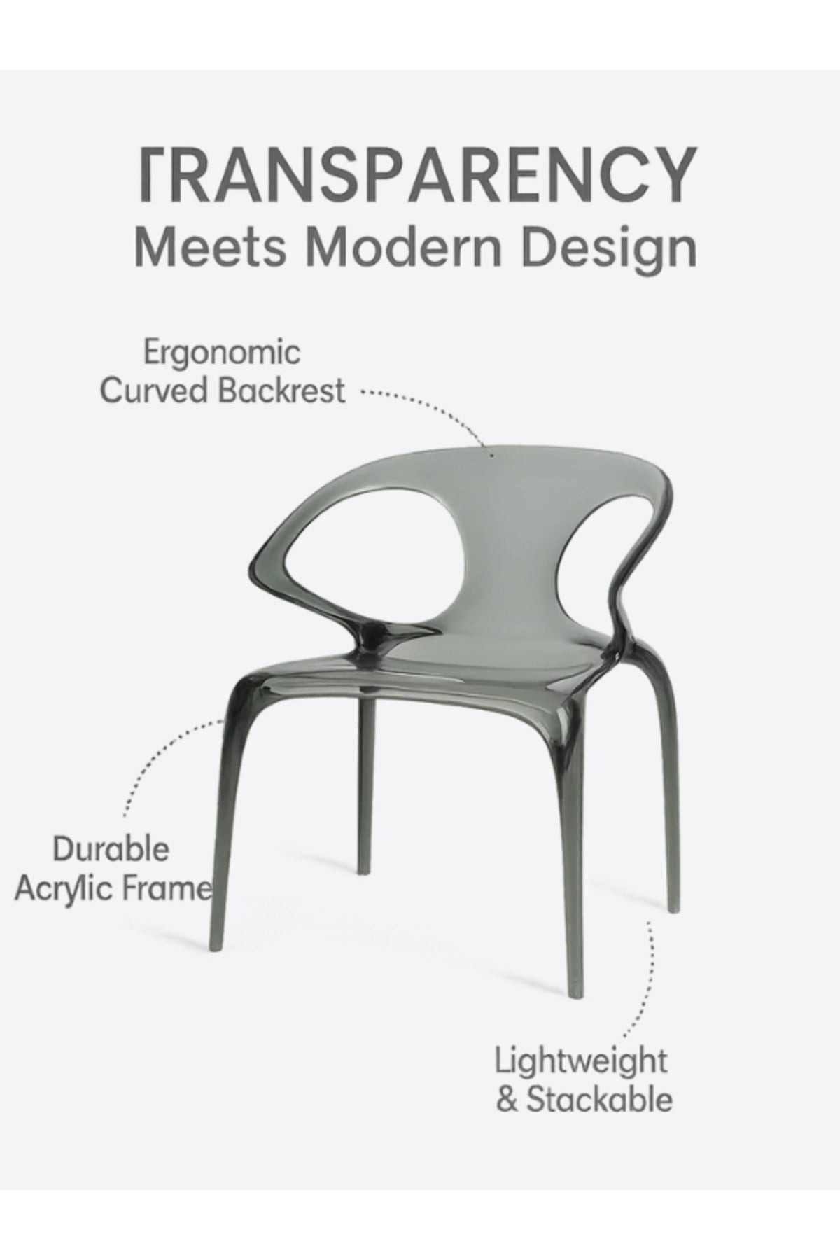 Smoke Transparent Plastic Chair Ð Modern Designer Dining Chair for Home, CafŽ & Outdoor Use
