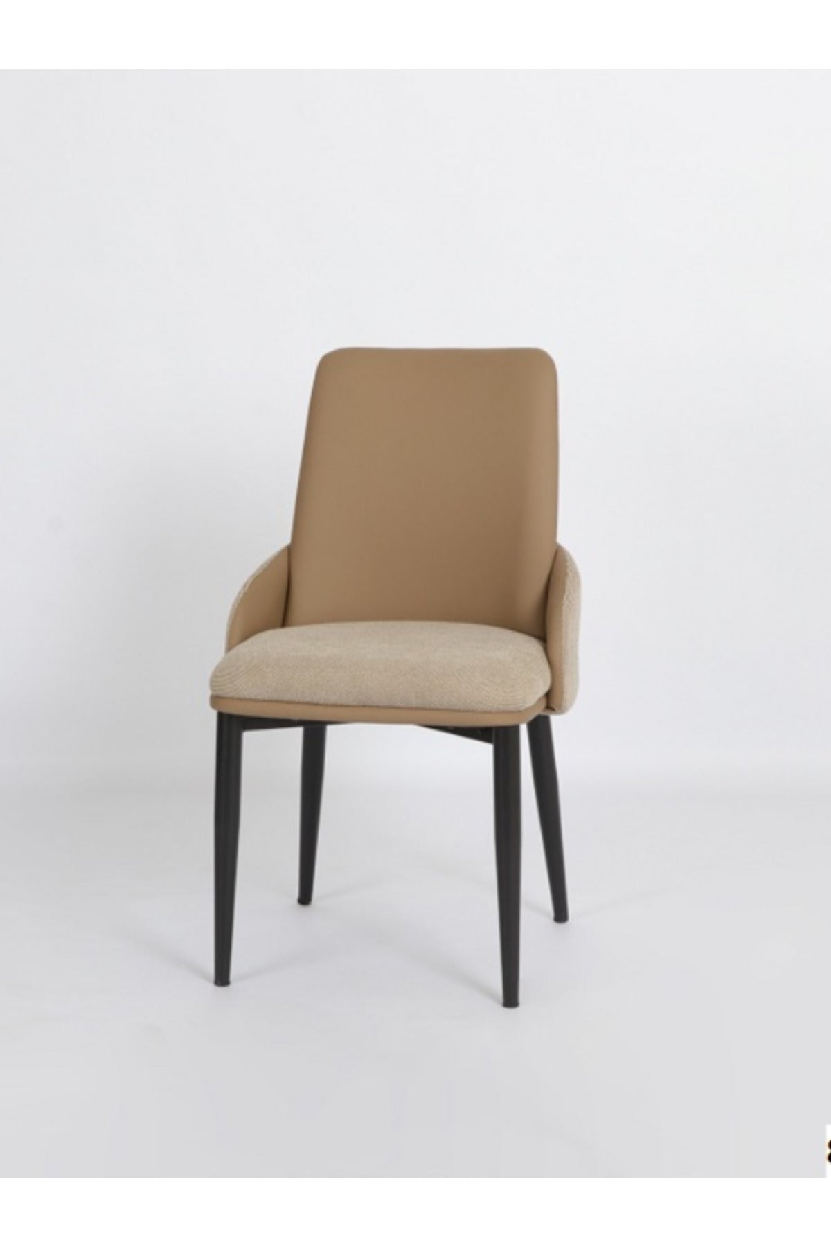 Coffee Dining Chair Ð Modern Upholstered Chair with PU Leather Back and Fabric Seat for Dining Room