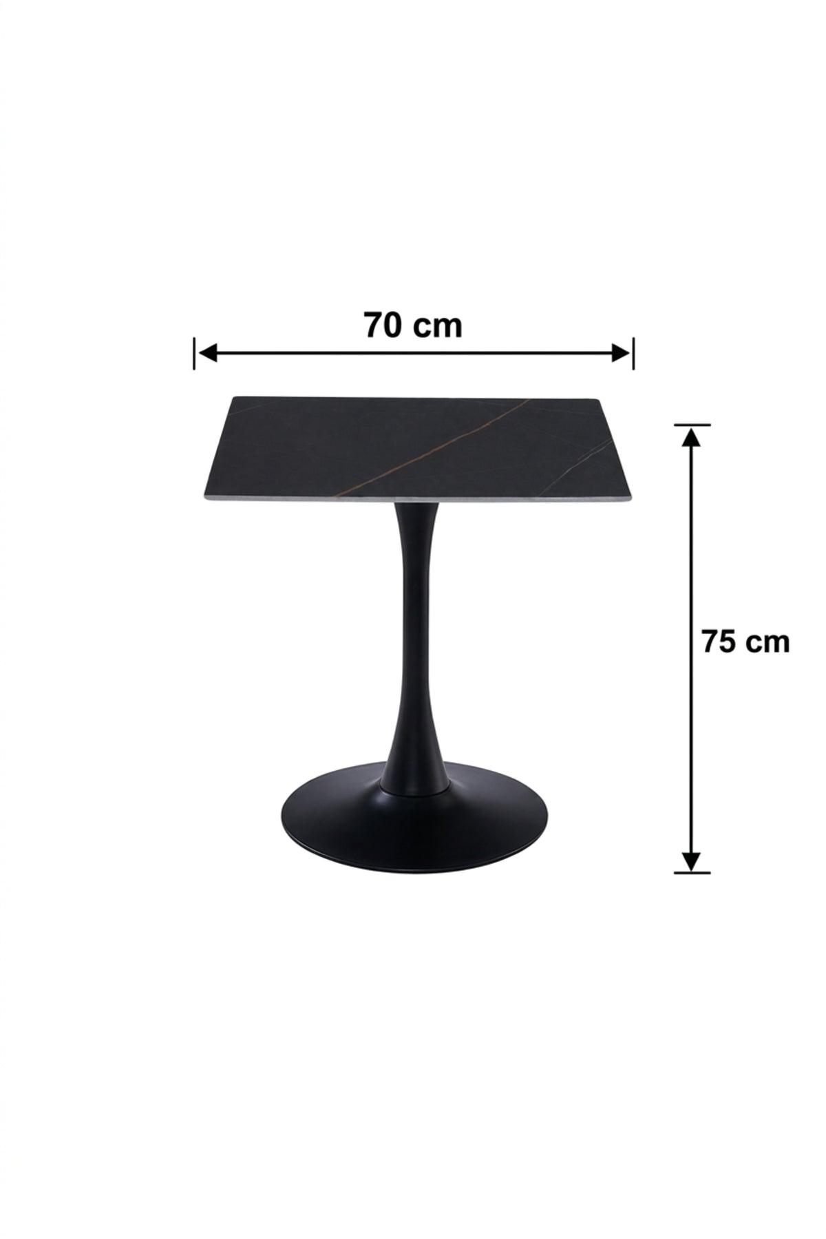 Modern Square Bistro Table with Black Pedestal Base for Cafe Dining Room Furniture