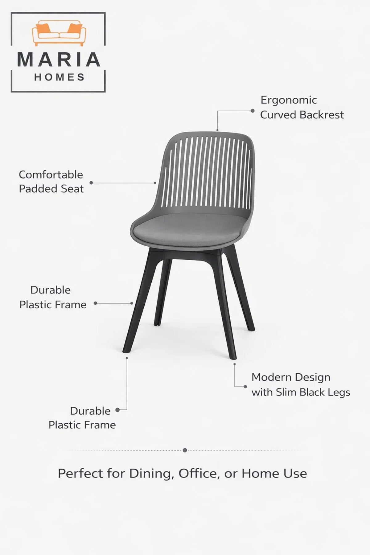 Grey Plastic Chair with Black Legs Ð Modern Dining & Accent Chair