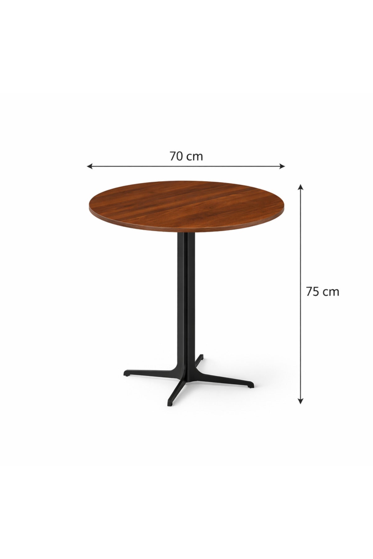 Modern Brown Round Coffee Table with Black Base, 70x70x75 CM modern brown round Dinner