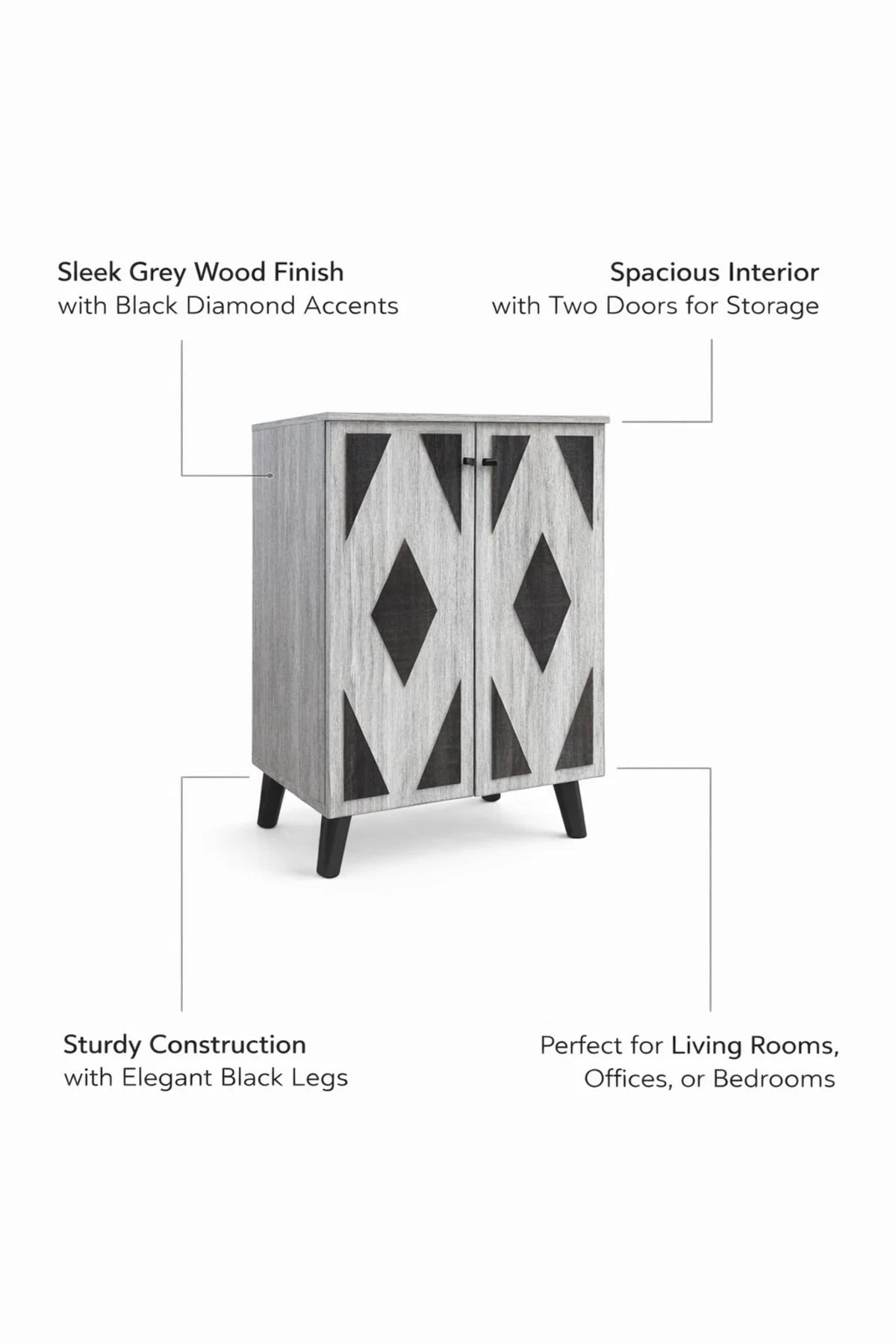 Geometric Grey Shoe Cabinet Compact Hallway Storage Unit Modern Entryway Furniture Organizer