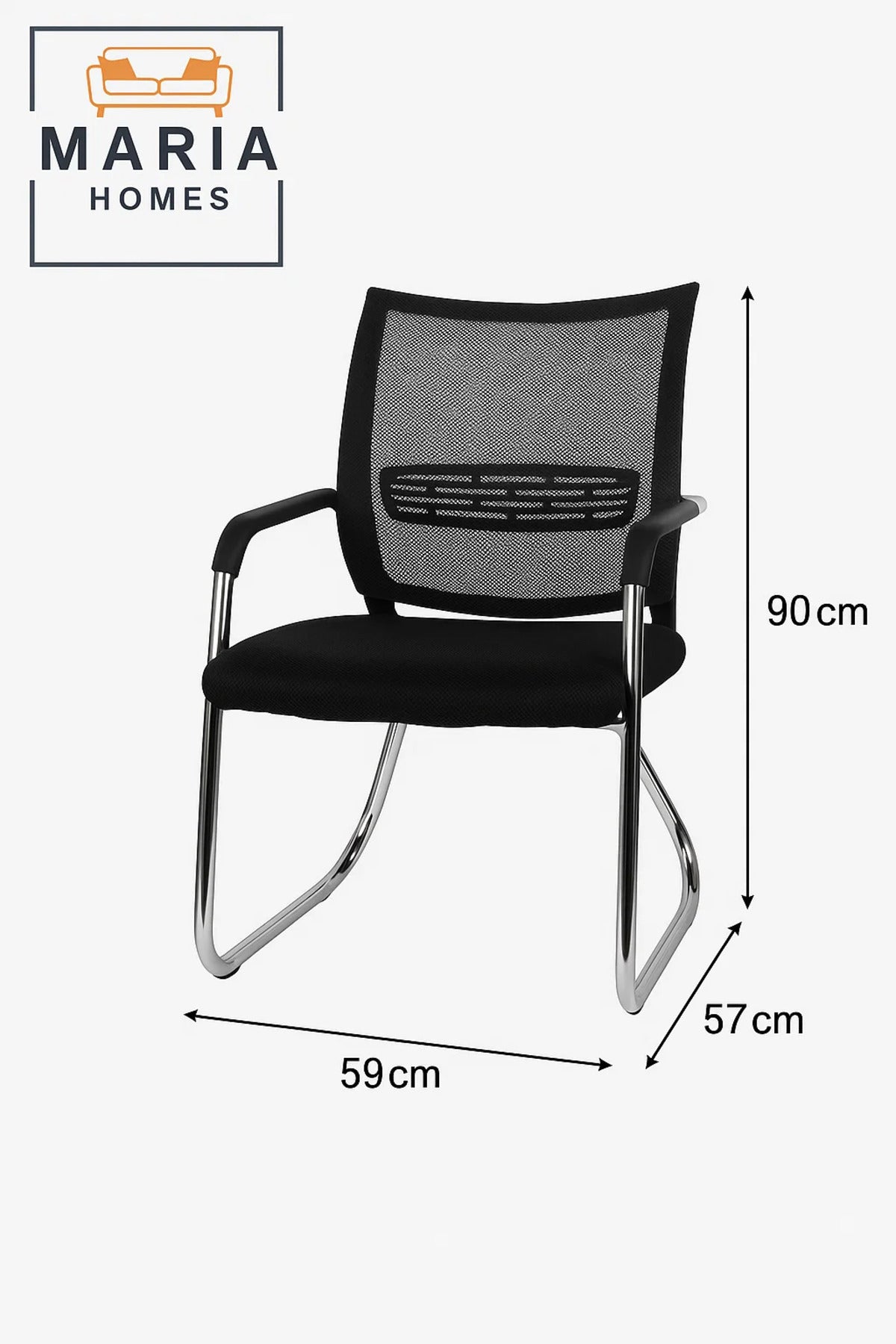 Black Mesh Office Visitor Chair with Chrome Frame Ð Ergonomic & Breathable Design